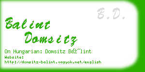 balint domsitz business card